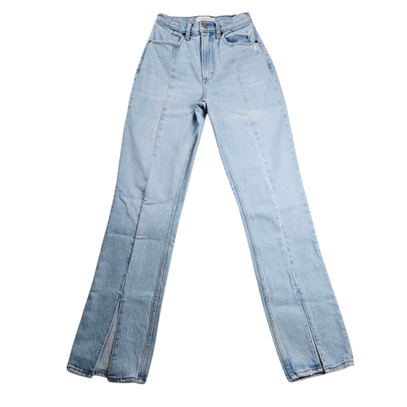 Abercrombie Sz 25‎ The 90s Straight Ultra High Rise Curve Love Split Hem - Picture 3 of 16